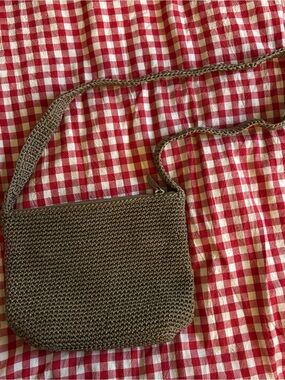 Handwoven Brown Crochet Crossbody Bag